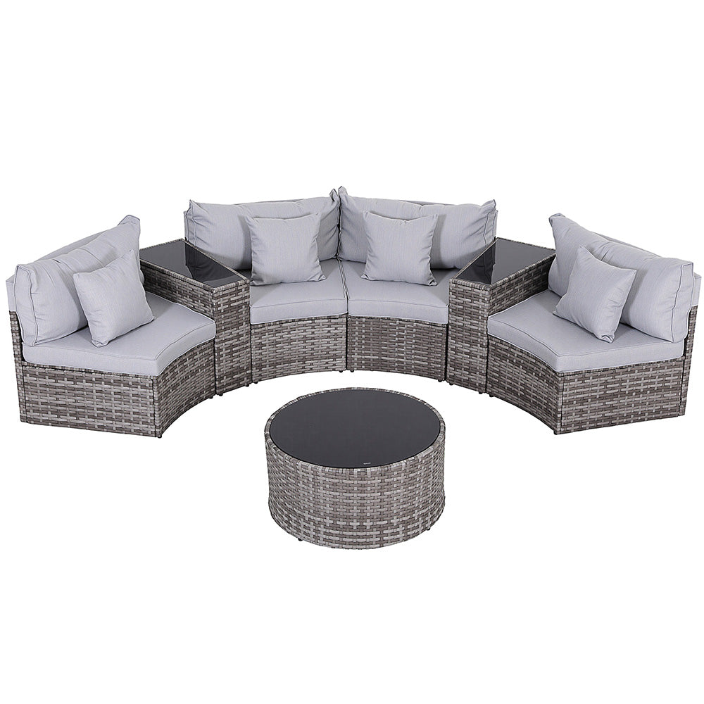 Gardeon 4 Seater Outdoor Sofa Set 7PCS Table Chair Set Garden Rattan Patio Furniture ODF-SOFA-7PC-RTA-GE-ABC