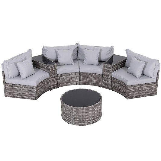 Gardeon 4 Seater Outdoor Sofa Set 7PCS Table Chair Set Garden Rattan Patio Furniture ODF-SOFA-7PC-RTA-GE-ABC