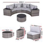 Gardeon 4 Seater Outdoor Sofa Set 7PCS Table Chair Set Garden Rattan Patio Furniture ODF-SOFA-7PC-RTA-GE-ABC