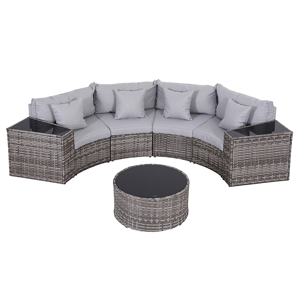 Gardeon 4 Seater Outdoor Sofa Set 7PCS Table Chair Set Garden Rattan Patio Furniture ODF-SOFA-7PC-RTA-GE-ABC