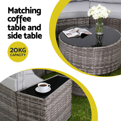 Gardeon 4 Seater Outdoor Sofa Set 7PCS Table Chair Set Garden Rattan Patio Furniture ODF-SOFA-7PC-RTA-GE-ABC