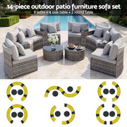 Gardeon 8 Seater Outdoor Sofa Set 14PCS Table Chair Set Rattan Patio Furniture