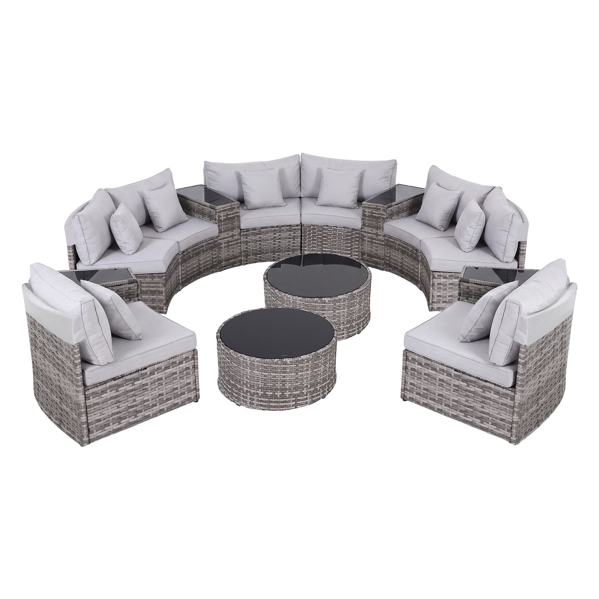 Gardeon 8 Seater Outdoor Sofa Set 14PCS Table Chair Set Rattan Patio Furniture