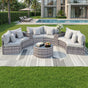 Gardeon 6 Seater Outdoor Sofa Set 9PCS Table Chair Set Garden Rattan Patio Furniture ODF-SOFA-9PC-RTA-GE