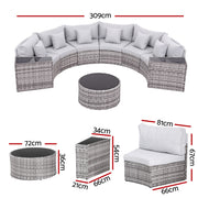 Gardeon 6 Seater Outdoor Sofa Set 9PCS Table Chair Set Garden Rattan Patio Furniture ODF-SOFA-9PC-RTA-GE