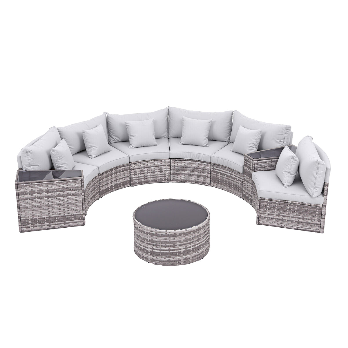 Gardeon 6 Seater Outdoor Sofa Set 9PCS Table Chair Set Garden Rattan Patio Furniture ODF-SOFA-9PC-RTA-GE