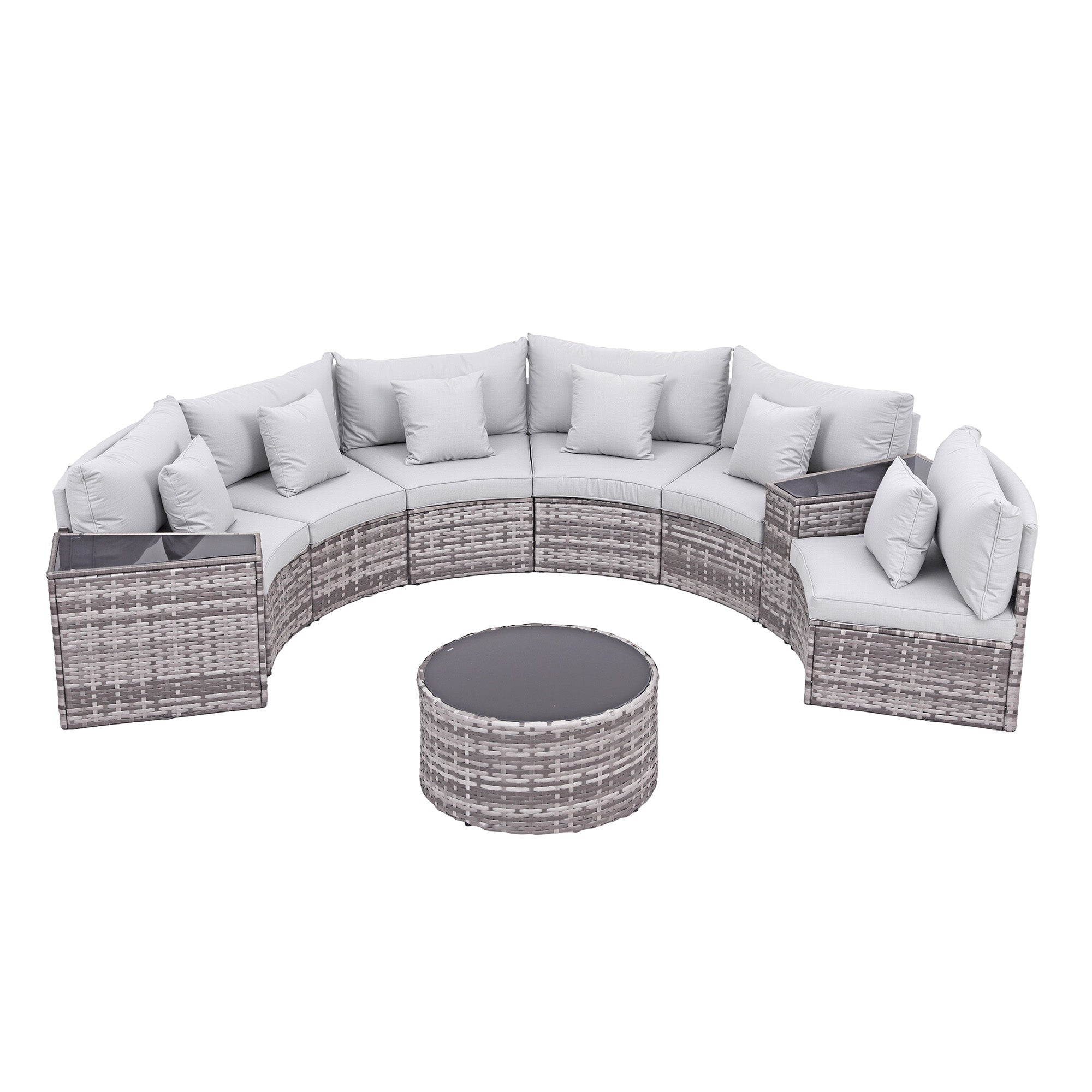 Gardeon 6 Seater Outdoor Sofa Set 9PCS Table Chair Set Garden Rattan Patio Furniture ODF-SOFA-9PC-RTA-GE