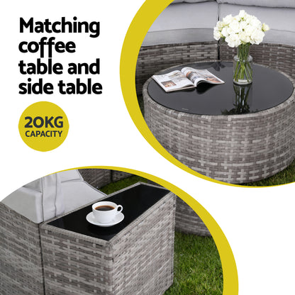 Gardeon 6 Seater Outdoor Sofa Set 9PCS Table Chair Set Garden Rattan Patio Furniture ODF-SOFA-9PC-RTA-GE