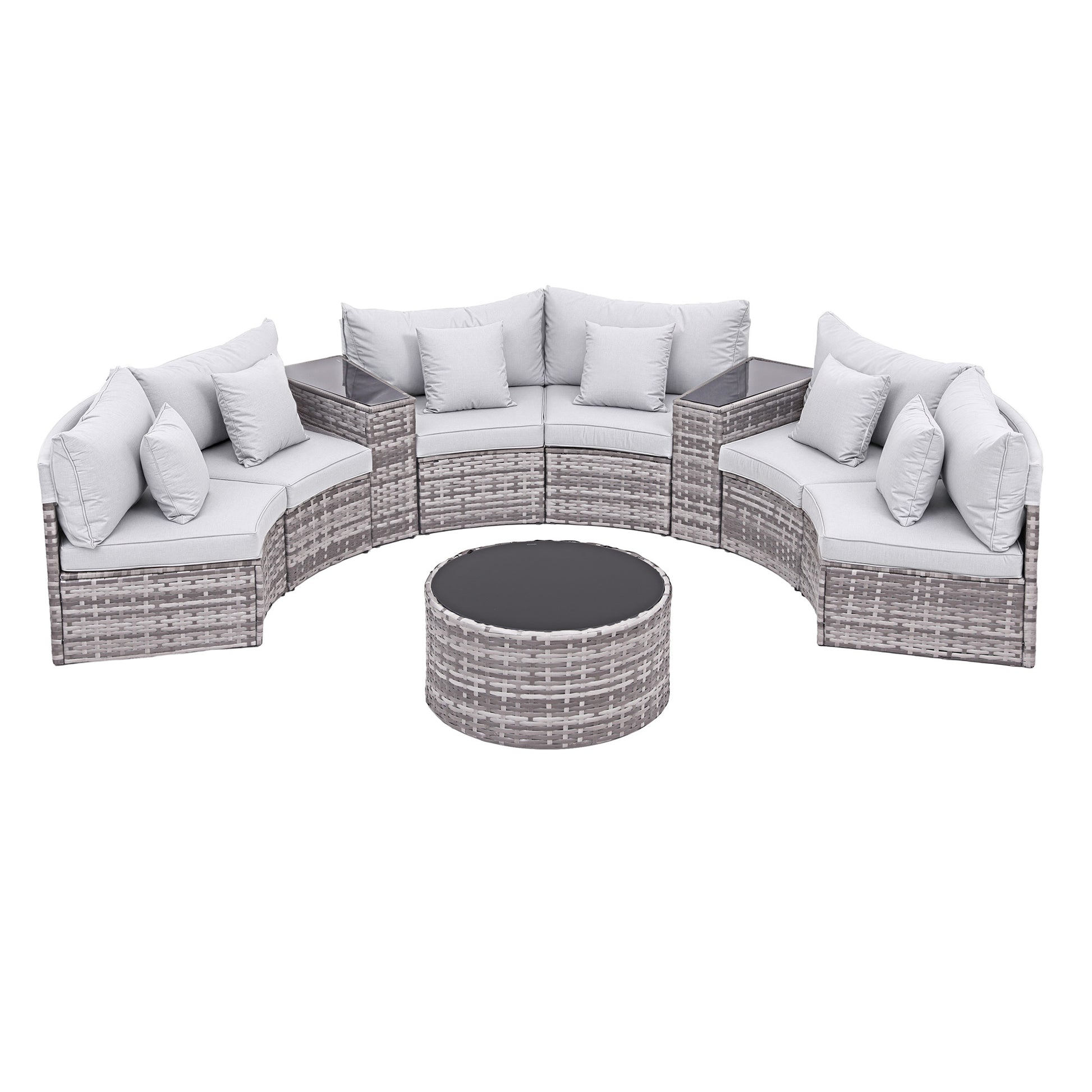 Gardeon 6 Seater Outdoor Sofa Set 9PCS Table Chair Set Garden Rattan Patio Furniture ODF-SOFA-9PC-RTA-GE