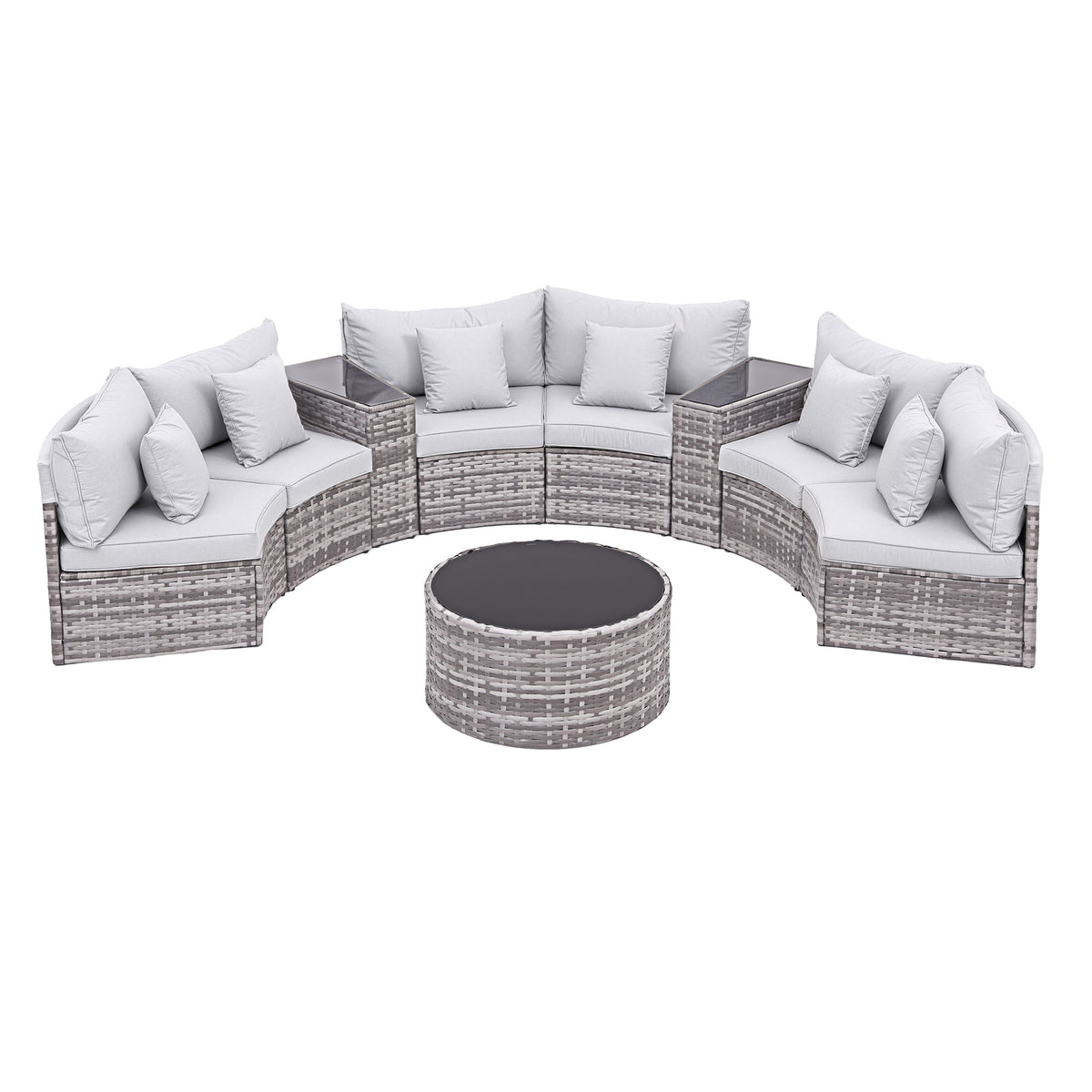 Gardeon 6 Seater Outdoor Sofa Set 9PCS Table Chair Set Garden Rattan Patio Furniture ODF-SOFA-9PC-RTA-GE