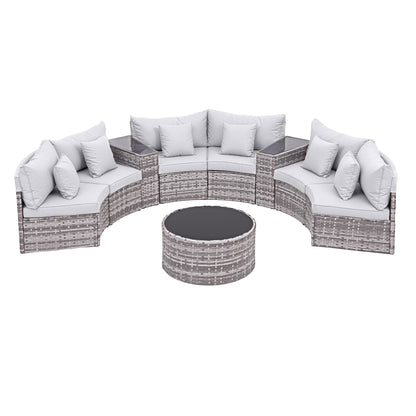 Gardeon 6 Seater Outdoor Sofa Set 9PCS Table Chair Set Garden Rattan Patio Furniture ODF-SOFA-9PC-RTA-GE