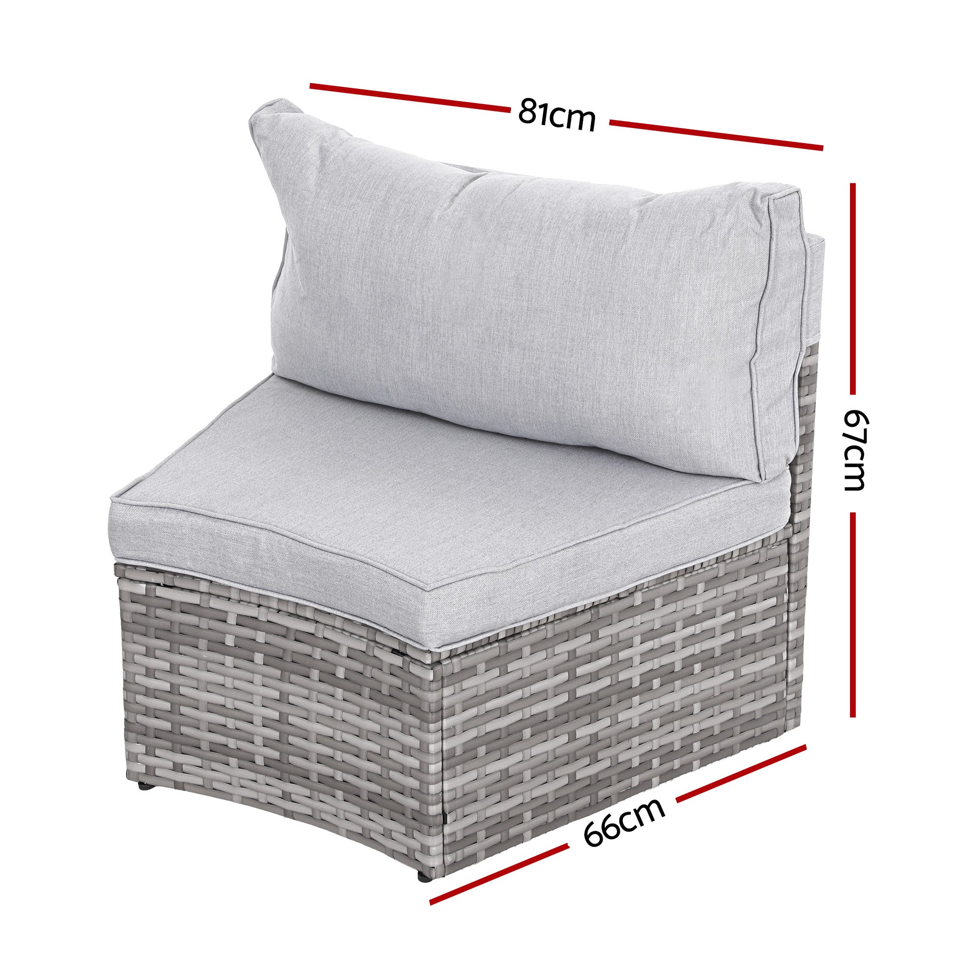 Gardeon 2 PCS Outdoor Sofa Set Rattan Modular Chair Garden Patio Furniture Grey ODF-SOFA-RCHAIRX2-GE