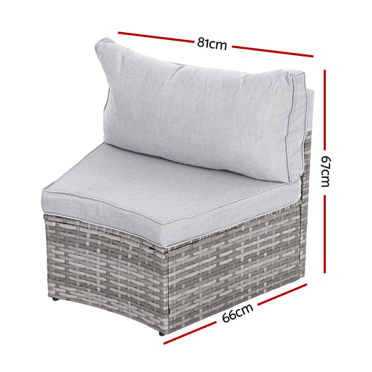 Gardeon 2 PCS Outdoor Sofa Set Rattan Modular Chair Garden Patio Furniture Grey ODF-SOFA-RCHAIRX2-GE