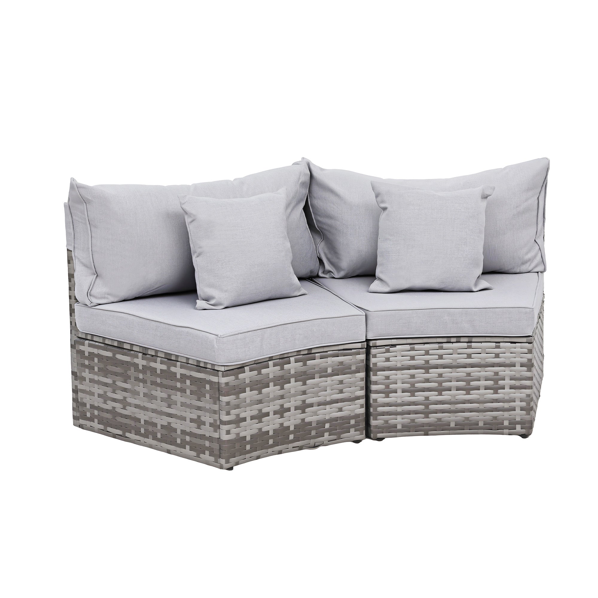 Gardeon 2 PCS Outdoor Sofa Set Rattan Modular Chair Garden Patio Furniture Grey ODF-SOFA-RCHAIRX2-GE