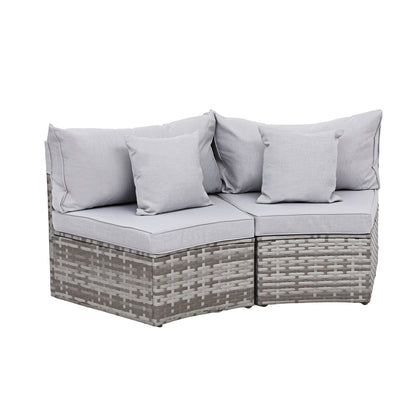 Gardeon 2 PCS Outdoor Sofa Set Rattan Modular Chair Garden Patio Furniture Grey ODF-SOFA-RCHAIRX2-GE