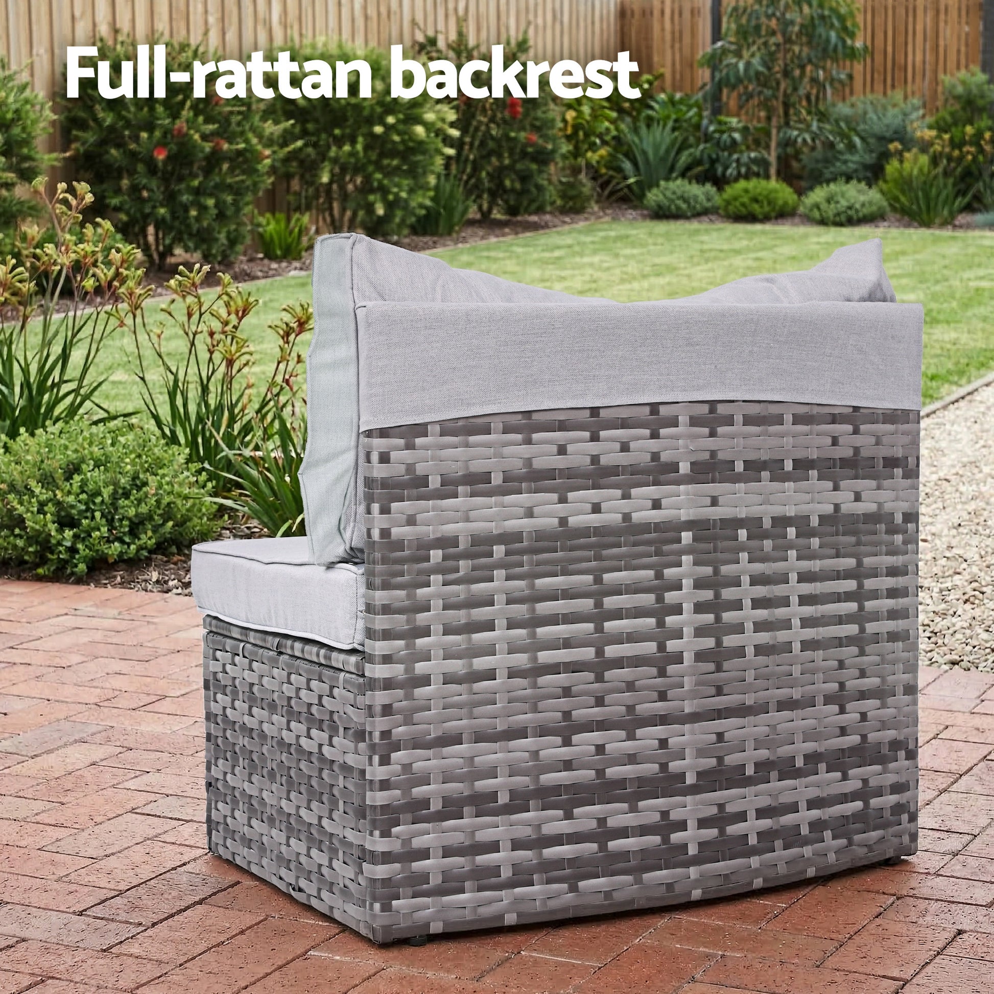 Gardeon 2 PCS Outdoor Sofa Set Rattan Modular Chair Garden Patio Furniture Grey ODF-SOFA-RCHAIRX2-GE