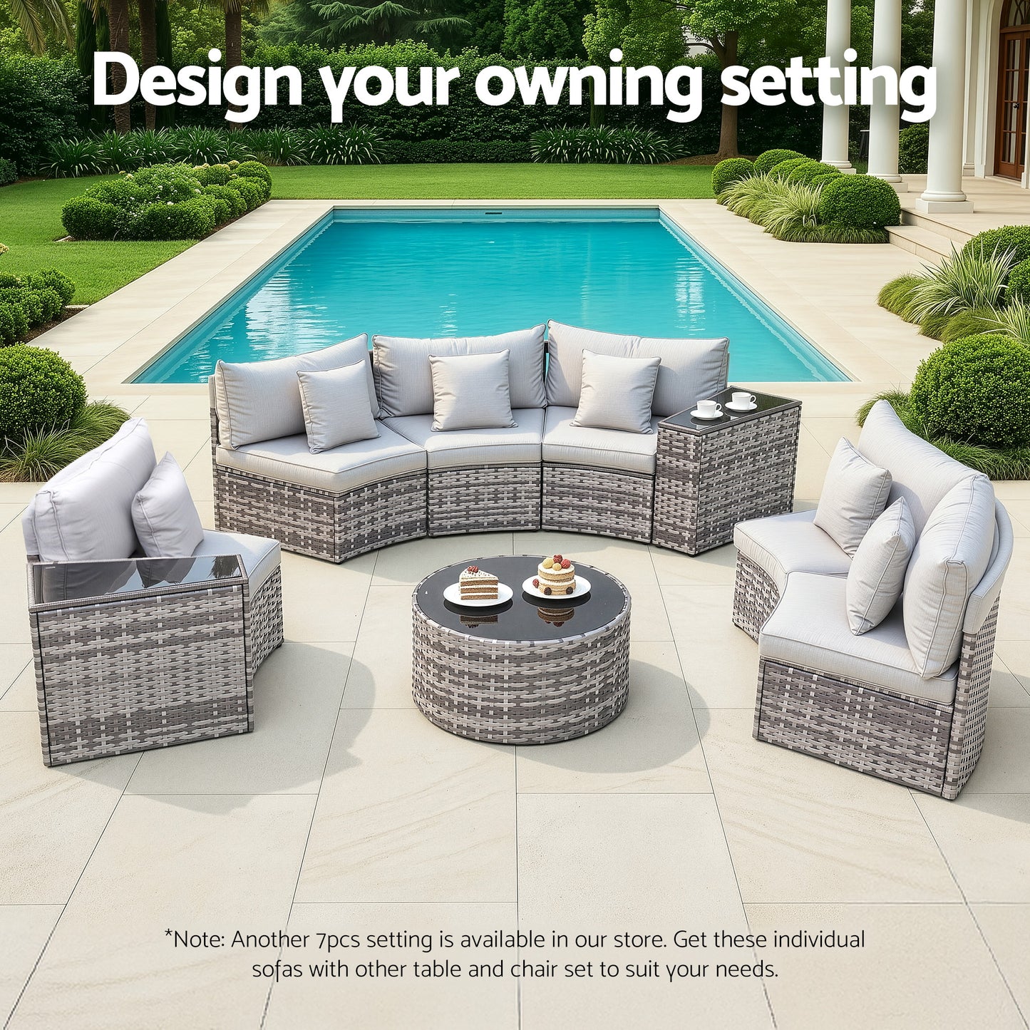 Gardeon 2 PCS Outdoor Sofa Set Rattan Modular Chair Garden Patio Furniture Grey ODF-SOFA-RCHAIRX2-GE