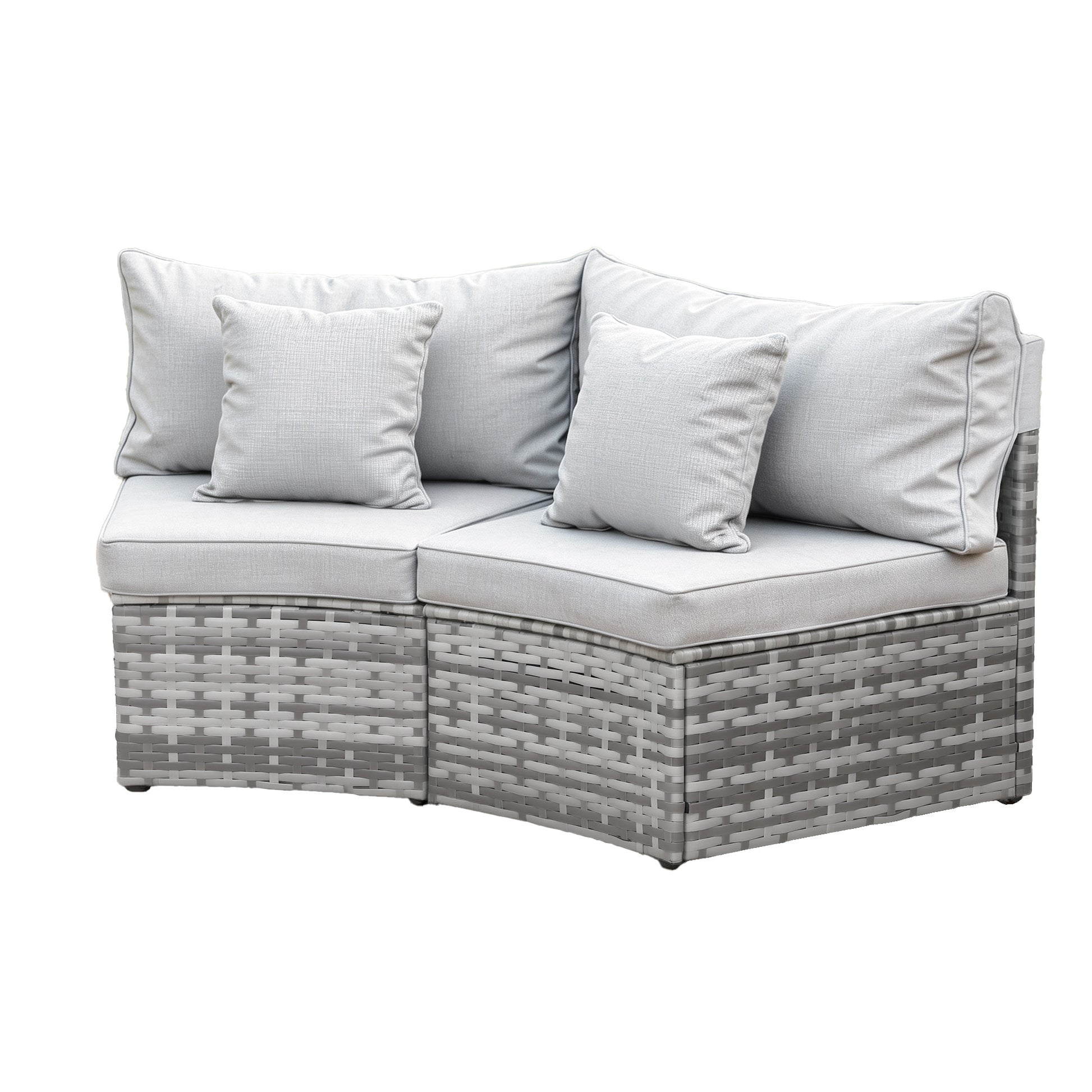 Gardeon 2 PCS Outdoor Sofa Set Rattan Modular Chair Garden Patio Furniture Grey ODF-SOFA-RCHAIRX2-GE