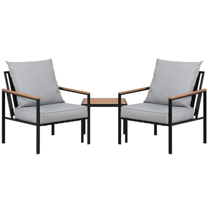 Gardeon 3PC Outdoor Furniture Bistro Set Lounge Setting Chairs Table Patio Black ODF-ST-PLW-3PCS-BK