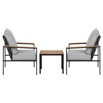 Gardeon 3PC Outdoor Furniture Bistro Set Lounge Setting Chairs Table Patio Black ODF-ST-PLW-3PCS-BK