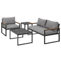 Gardeon Outdoor Sofa Set 3 Seater Corner Modular Lounge Setting Steel ODF-ST-SOFA-4PCS-BK-AB