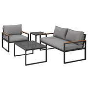 Gardeon Outdoor Sofa Set 3 Seater Corner Modular Lounge Setting Steel ODF-ST-SOFA-4PCS-BK-AB