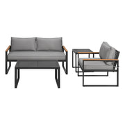Gardeon Outdoor Sofa Set 3 Seater Corner Modular Lounge Setting Steel ODF-ST-SOFA-4PCS-BK-AB