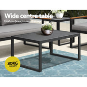 Gardeon Outdoor Sofa Set 3 Seater Corner Modular Lounge Setting Steel ODF-ST-SOFA-4PCS-BK-AB