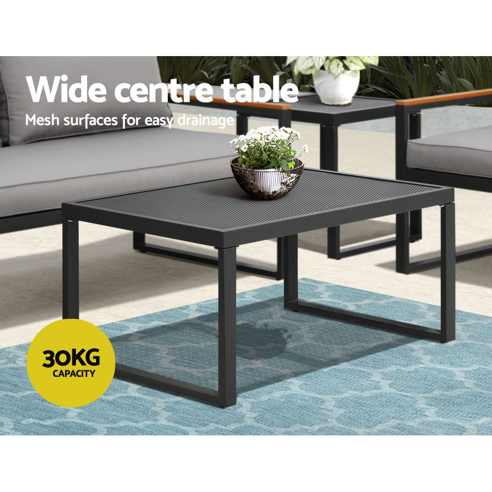 Gardeon Outdoor Sofa Set 3 Seater Corner Modular Lounge Setting Steel ODF-ST-SOFA-4PCS-BK-AB
