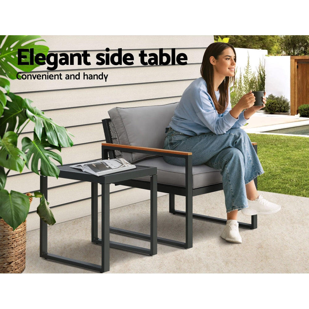 Gardeon Outdoor Sofa Set 3 Seater Corner Modular Lounge Setting Steel ODF-ST-SOFA-4PCS-BK-AB