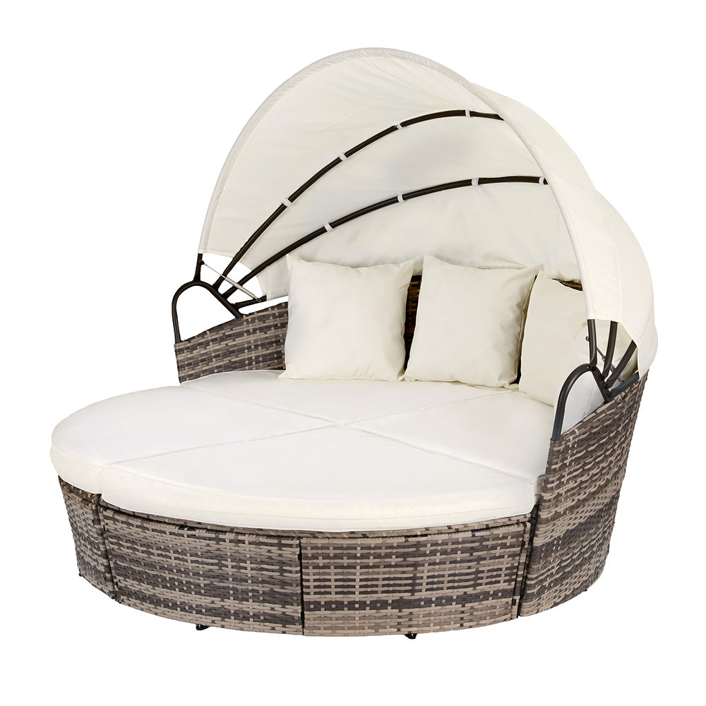 Gardeon Outdoor Day Bed Sun Lounge Setting Wicker Lounger Furniture Patio Beige Set of 3 ODF-SUNBED-180-BE-ABC