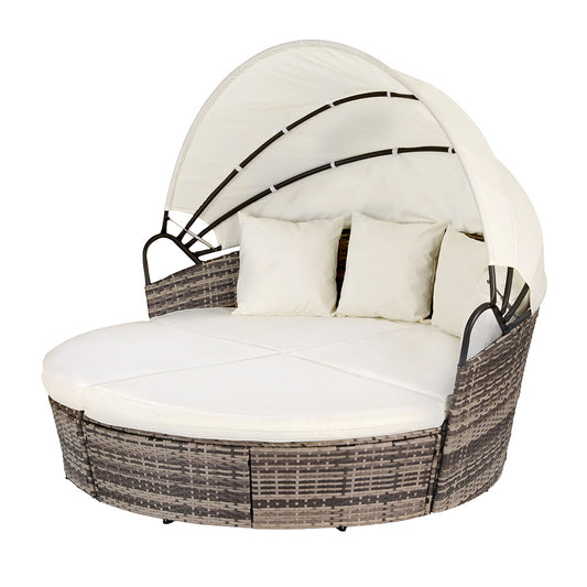 Gardeon Outdoor Day Bed Sun Lounge Setting Wicker Lounger Furniture Patio Beige Set of 3 ODF-SUNBED-180-BE-ABC