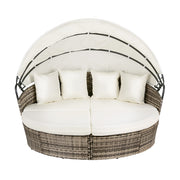 Gardeon Outdoor Day Bed Sun Lounge Setting Wicker Lounger Furniture Patio Beige Set of 3 ODF-SUNBED-180-BE-ABC