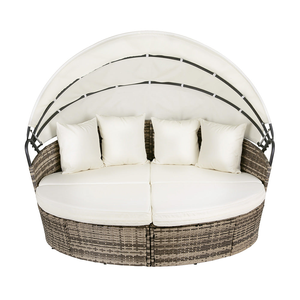 Gardeon Outdoor Day Bed Sun Lounge Setting Wicker Lounger Furniture Patio Beige Set of 3 ODF-SUNBED-180-BE-ABC