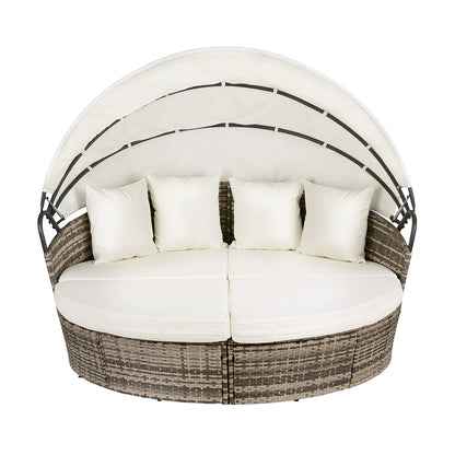 Gardeon Outdoor Day Bed Sun Lounge Setting Wicker Lounger Furniture Patio Beige Set of 3 ODF-SUNBED-180-BE-ABC