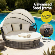 Gardeon Outdoor Day Bed Sun Lounge Setting Wicker Lounger Furniture Patio Beige Set of 3 ODF-SUNBED-180-BE-ABC