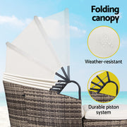 Gardeon Outdoor Day Bed Sun Lounge Setting Wicker Lounger Furniture Patio Beige Set of 3 ODF-SUNBED-180-BE-ABC