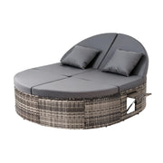 Gardeon Outdoor Day Bed Sun Lounge Setting Wicker Lounger Patio Furniture w/ Retractable Side Tray ODF-SUNBED-BS22-GE-AB