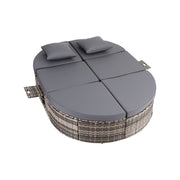 Gardeon Outdoor Day Bed Sun Lounge Setting Wicker Lounger Patio Furniture w/ Retractable Side Tray ODF-SUNBED-BS22-GE-AB