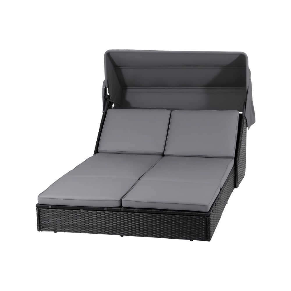 Gardeon Outdoor Day Bed Sun Lounge Setting Wicker Lounger Patio Furniture ODF-SUNBED-BS23-BK-AB