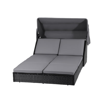 Gardeon Outdoor Day Bed Sun Lounge Setting Wicker Lounger Patio Furniture ODF-SUNBED-BS23-BK-AB