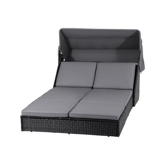 Gardeon Outdoor Day Bed Sun Lounge Setting Wicker Lounger Patio Furniture ODF-SUNBED-BS23-BK-AB