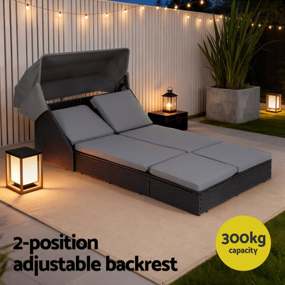 Gardeon Outdoor Day Bed Sun Lounge Setting Wicker Lounger Patio Furniture ODF-SUNBED-BS23-BK-AB
