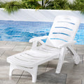 Gardeon Sun Lounger Folding Chaise Lounge Chair Wheels Patio Outdoor Furniture ODF-SUNBED-PP150-WH