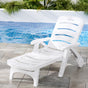 Gardeon Sun Lounger Folding Chaise Lounge Chair Wheels Patio Outdoor Furniture ODF-SUNBED-PP150-WH