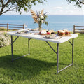 Gardeon 123cm Folding Table Portable Fold-in-Half with Handle Camping Picnic Adjustable Height