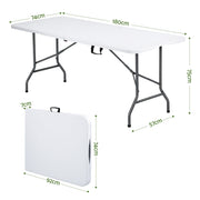 Gardeon 180cm Folding Table Portable Fold-in-Half with Handle Camping Picnic ODF-TB-HDPE-180CM