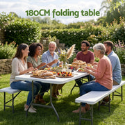 Gardeon 180cm Folding Table Portable Fold-in-Half with Handle Camping Picnic ODF-TB-HDPE-180CM