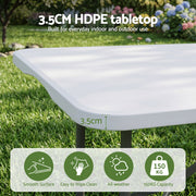 Gardeon 180cm Folding Table Portable Fold-in-Half with Handle Camping Picnic ODF-TB-HDPE-180CM