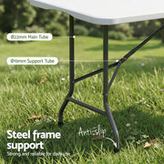 Gardeon 180cm Folding Table Portable Fold-in-Half with Handle Camping Picnic ODF-TB-HDPE-180CM